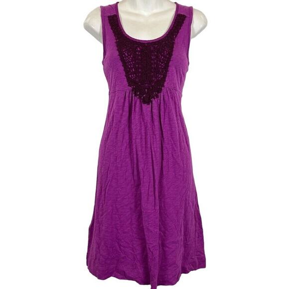 Eddie Bauer Womens Crochet Knit 100% Cotton Sleeveless Purple Casual Dress Small - Picture 1 of 16